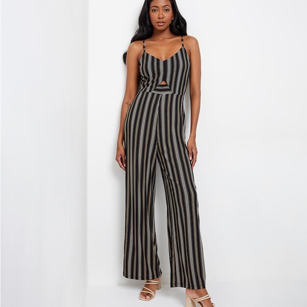 Ardene striped cutout jumpsuit
